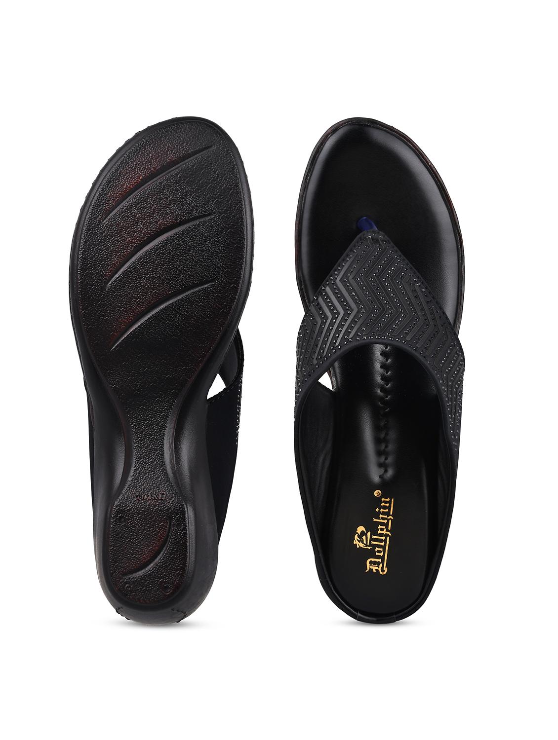 women black slip on flats sandals - 19303777 - Standard Image - 5