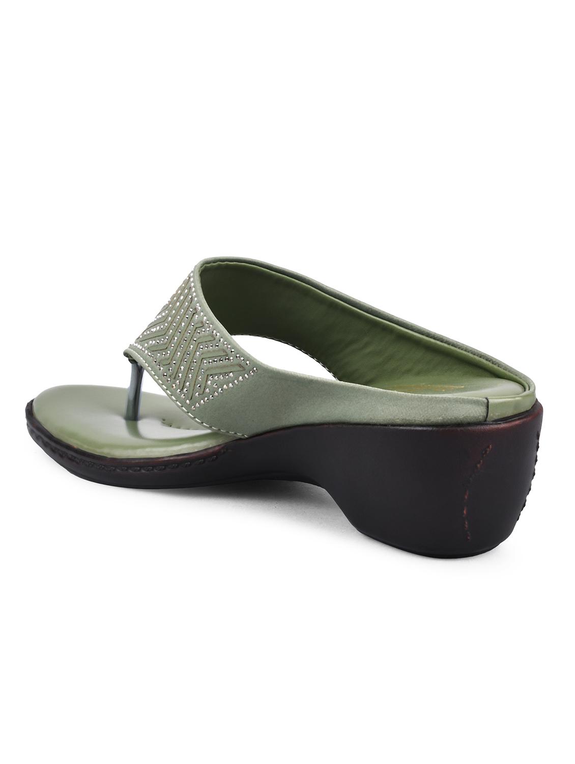green t-strap wedge - 19303779 - Standard Image - 3