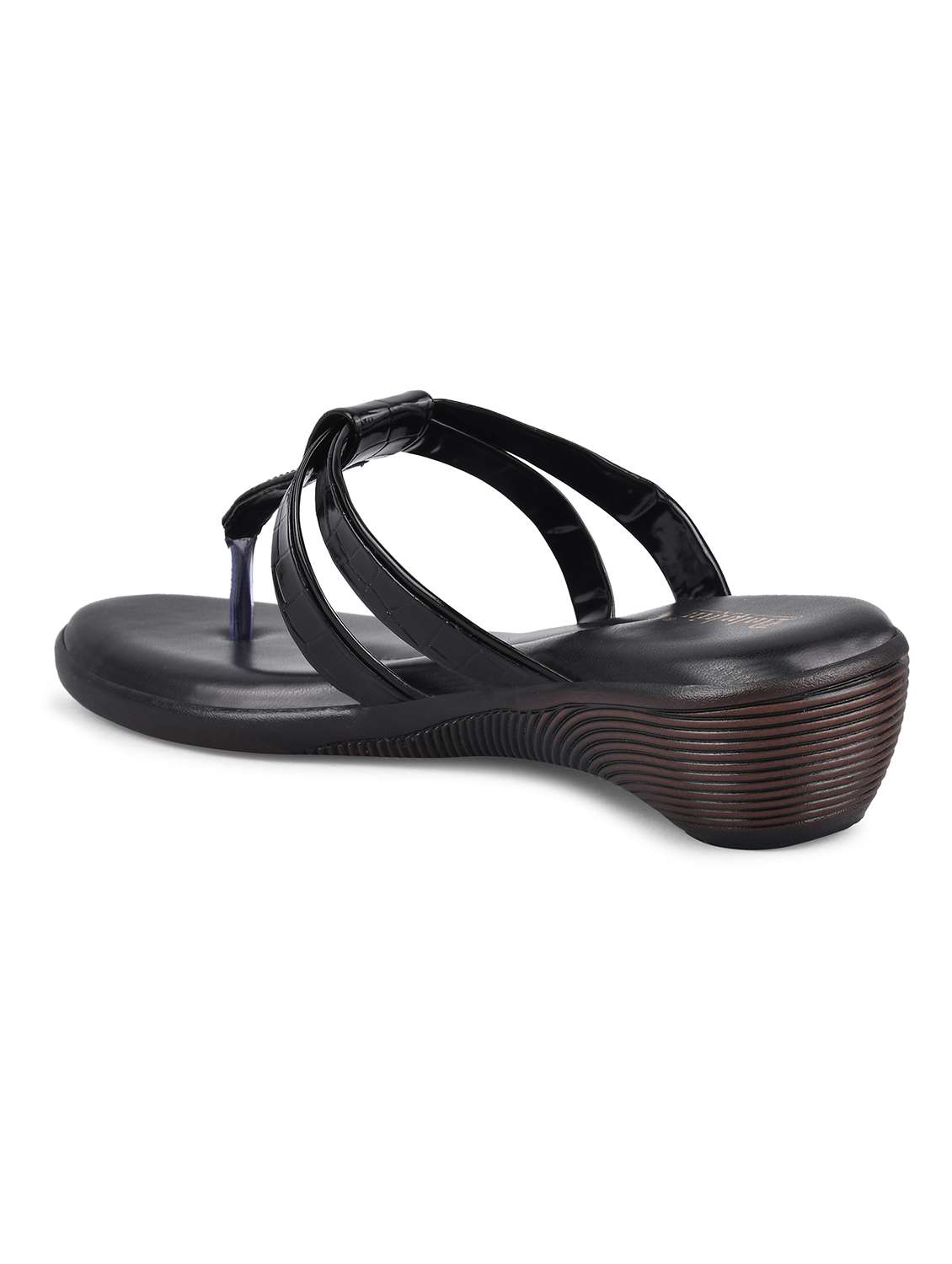 black pu slip on sandals - 19303795 - Standard Image - 3