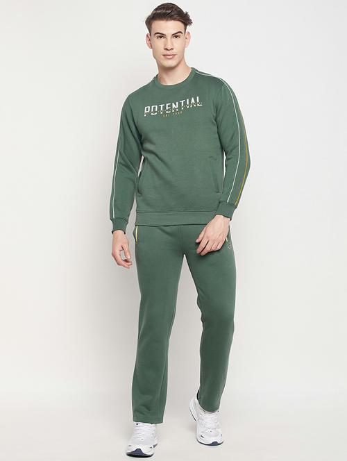 bottle green solid full length track suit - 19303825 -  Standard Image - 0