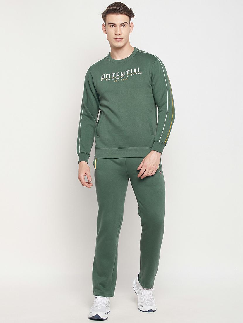bottle green solid full length track suit - 19303825 -  Zoom Image - 0