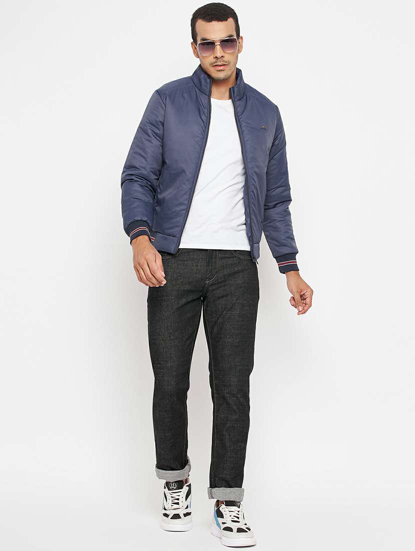 blue solid bomber jacket - 19303868 -  Standard Image - 3