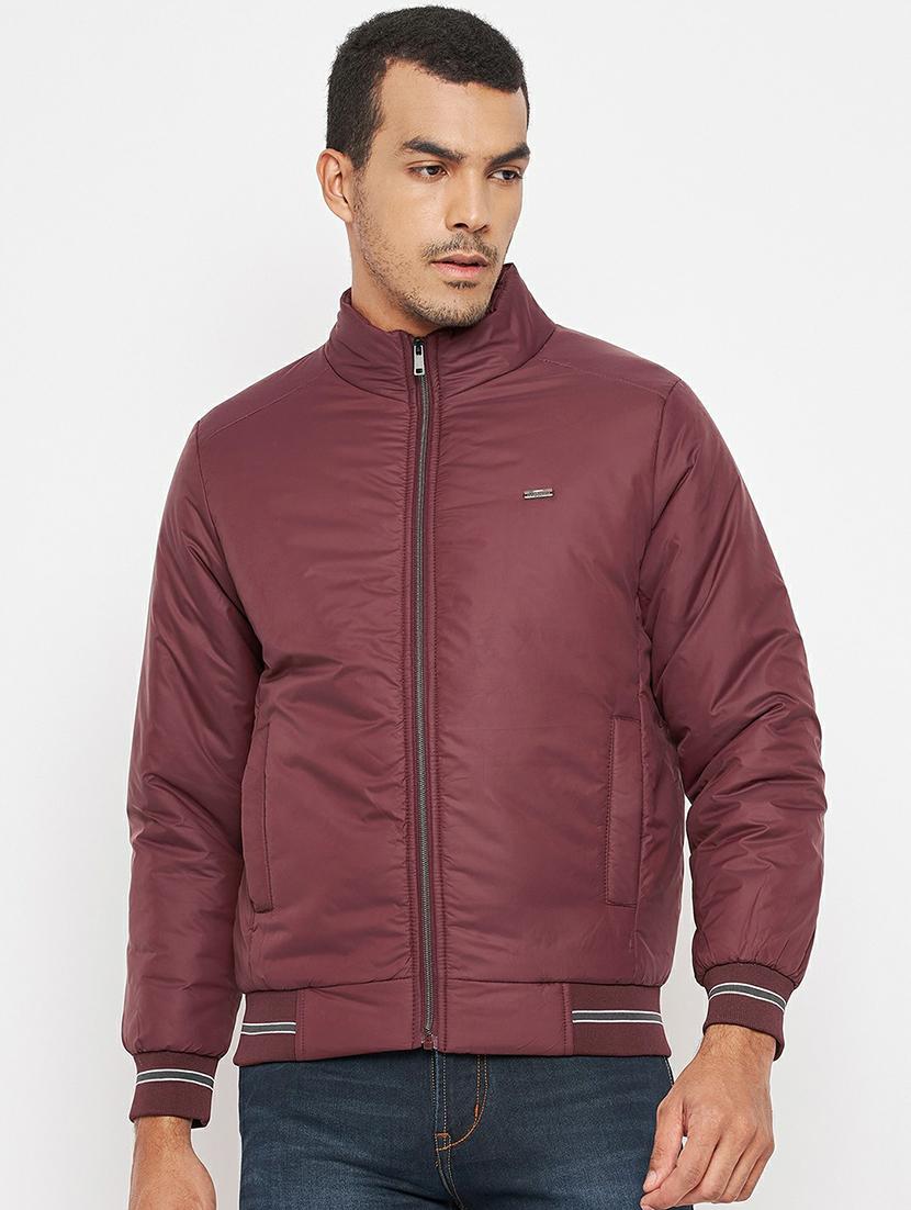 burgundy solid bomber jacket
