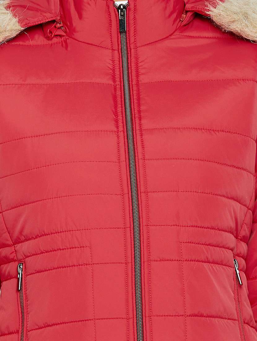 hooded neck solid padded jacket - 19303960 -  Standard Image - 5