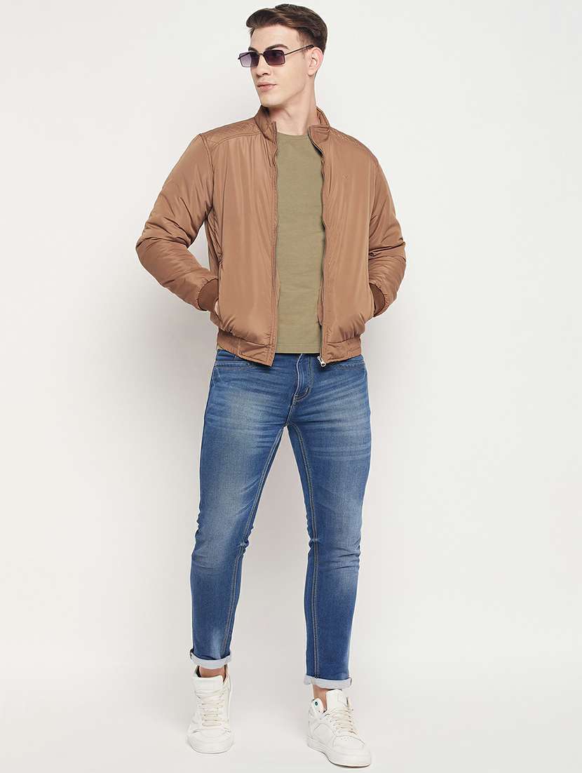 brown solid bomber jacket - 19304651 -  Standard Image - 3