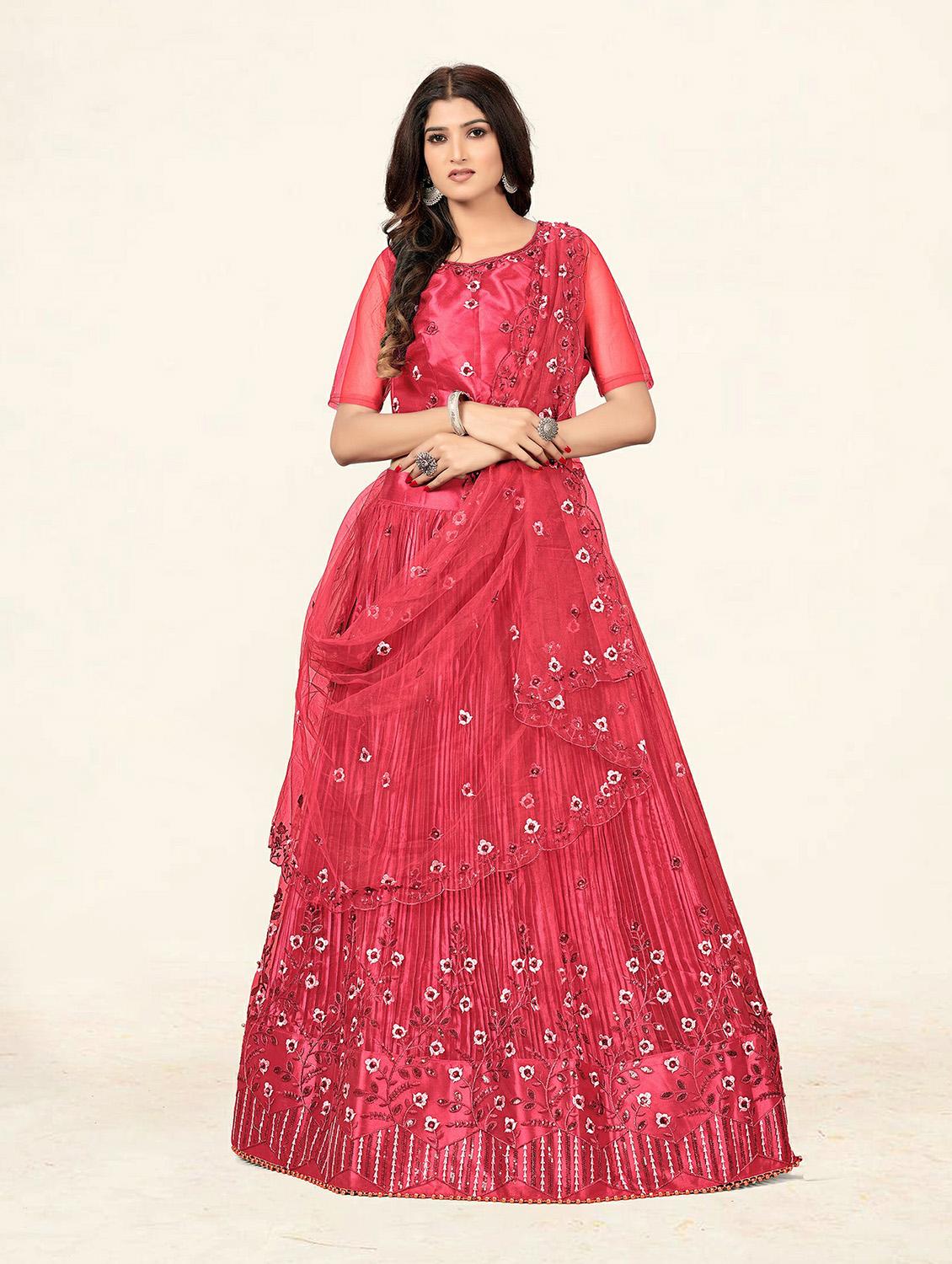 pink net aline lehenga - 19304672 -  Zoom Image - 0