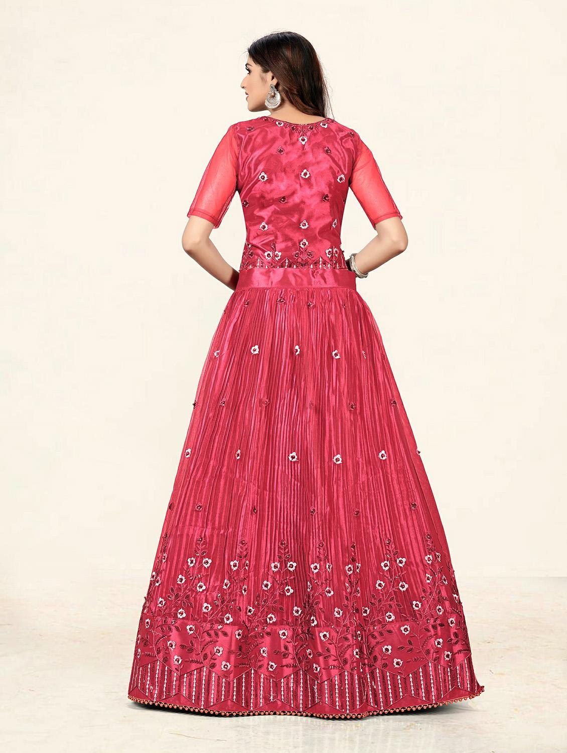 pink net aline lehenga - 19304672 - Standard Image - 3