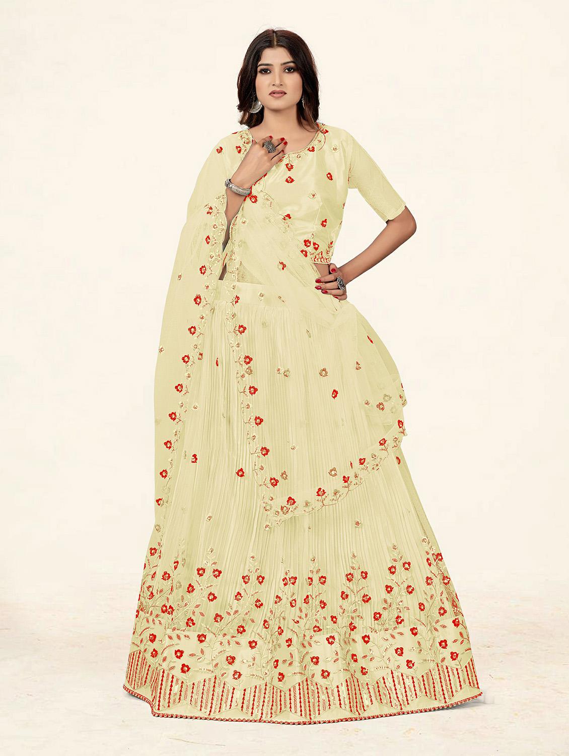 beige a-line lehenga - 19304675 - Zoom Image - 0