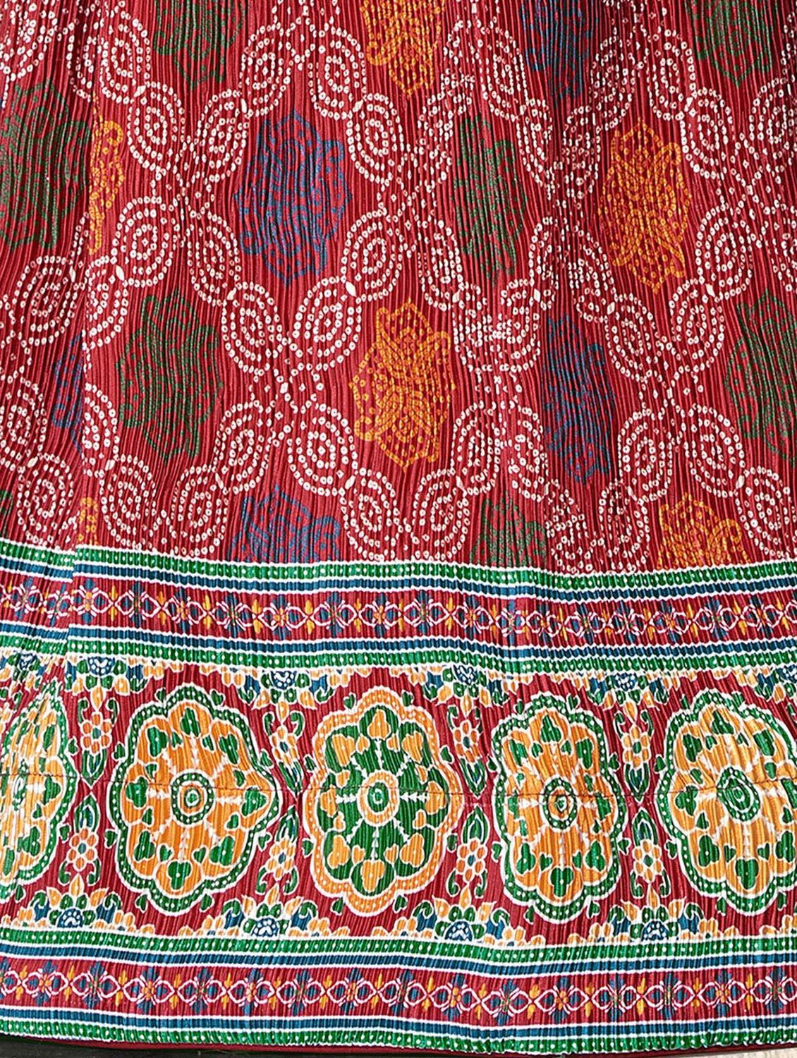 red a-line bandhani printed lehenga - 19304681 - Standard Image - 5