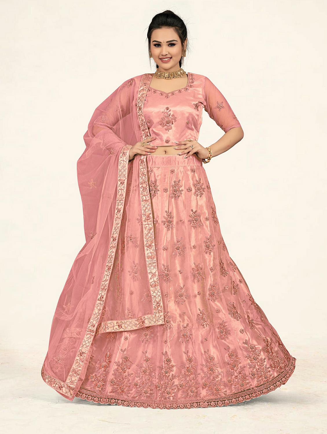 peach a-line lehenga - 19304689 -  Zoom Image - 0
