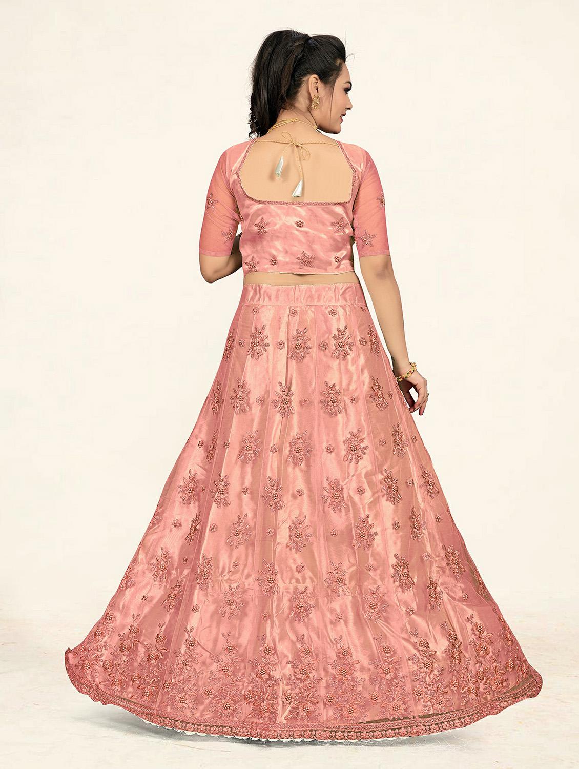 peach a-line lehenga - 19304689 - Standard Image - 3