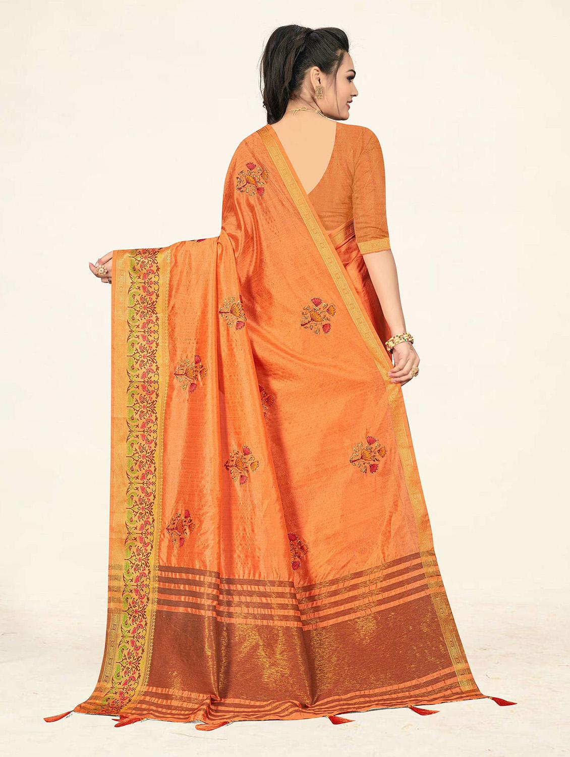 women's embroidered saree with blouse - 19304713 - Standard Image - 3