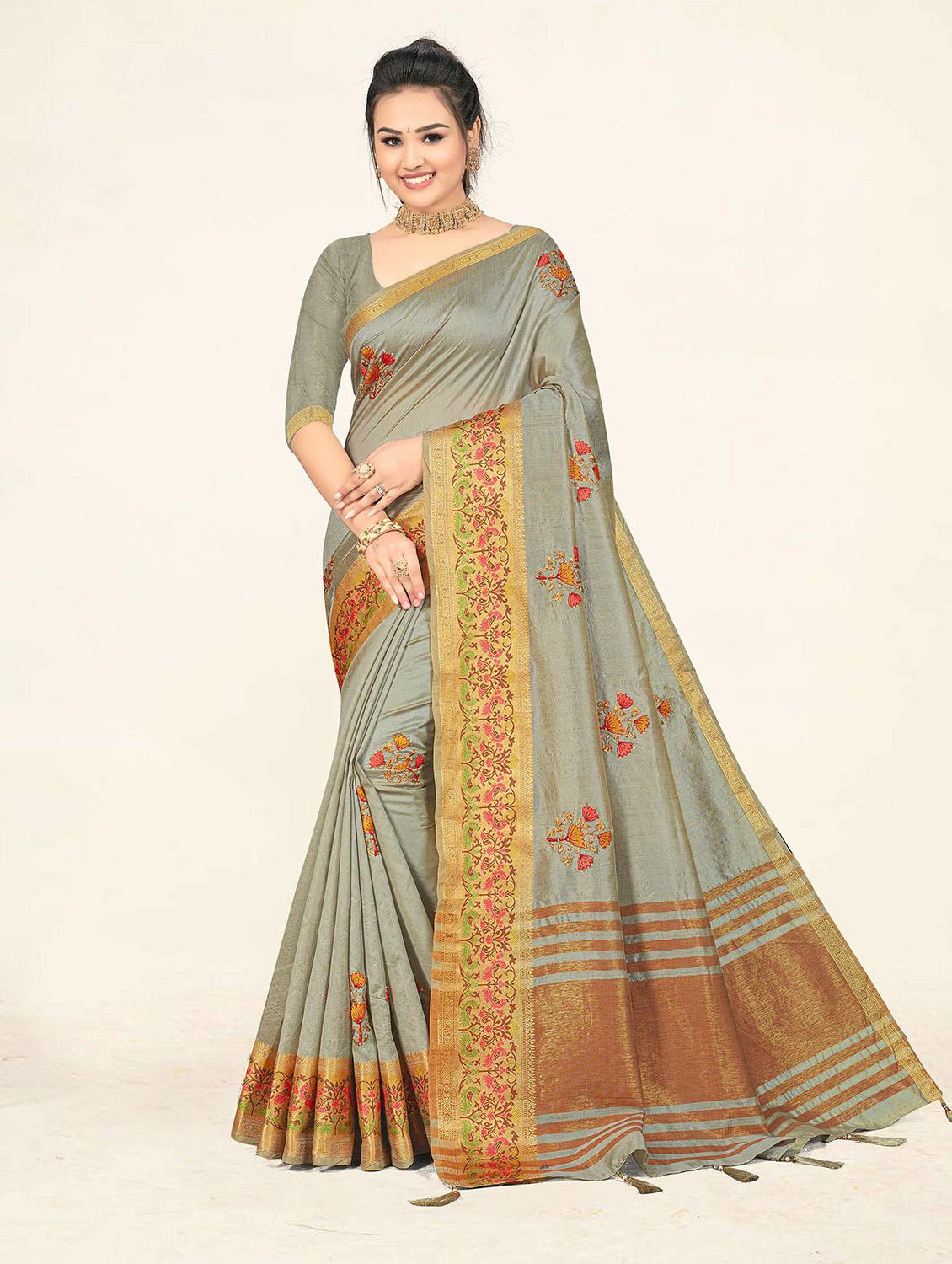 self design printed woven saree with blouse - 19304718 - Zoom Image - 0