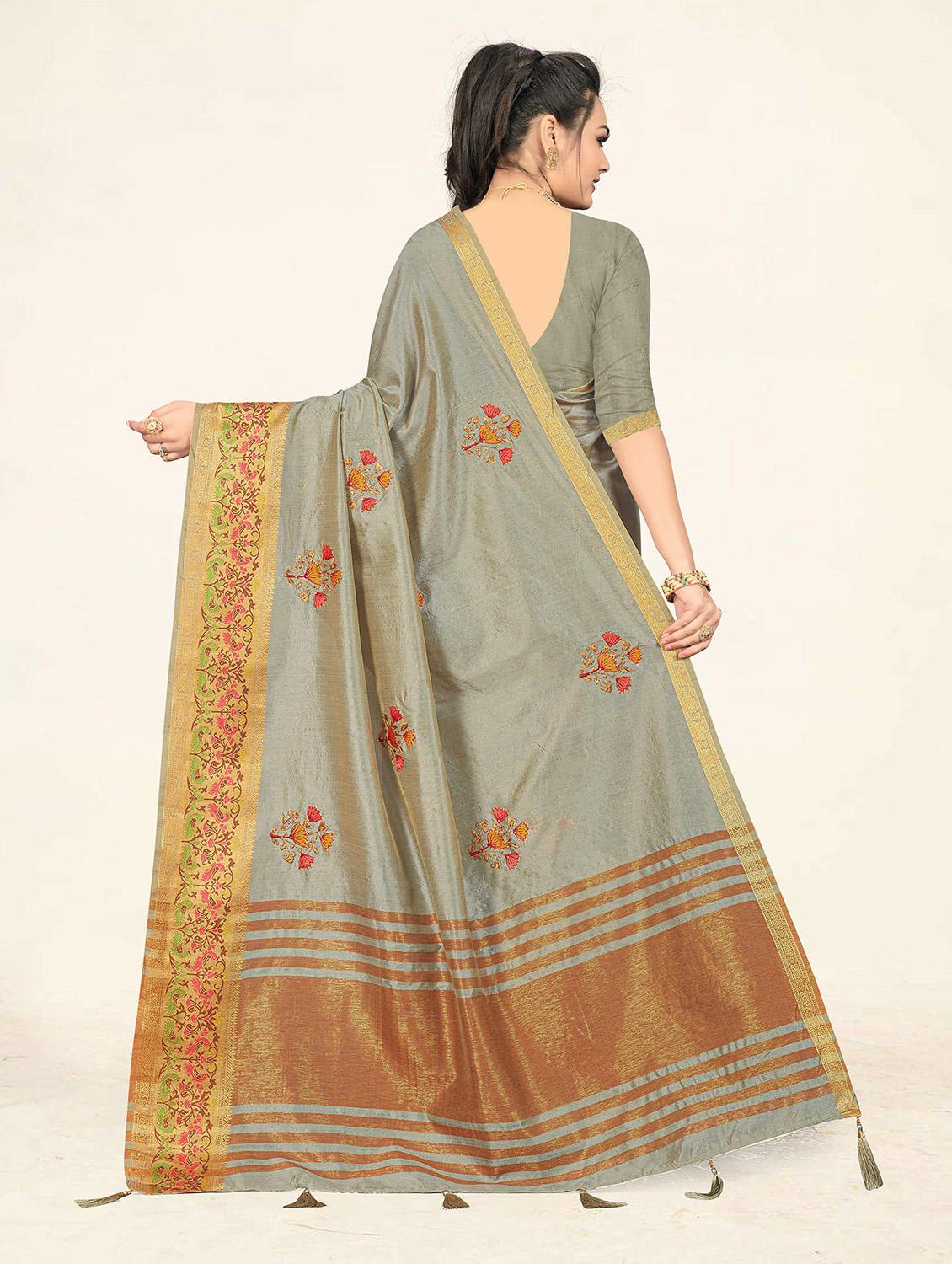 self design printed woven saree with blouse - 19304718 - Standard Image - 3