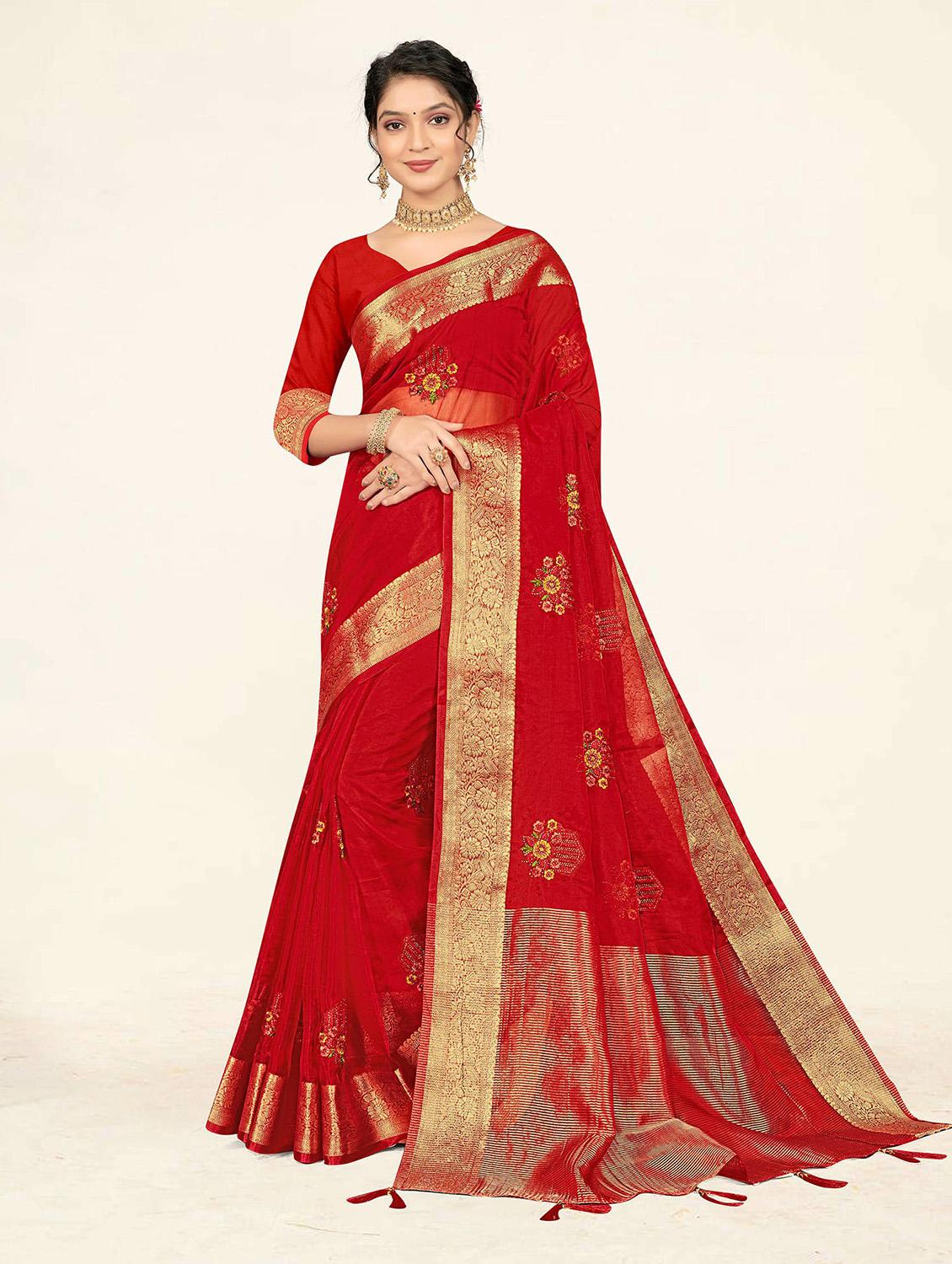 self design printed woven saree with blouse - 19304719 - Zoom Image - 0
