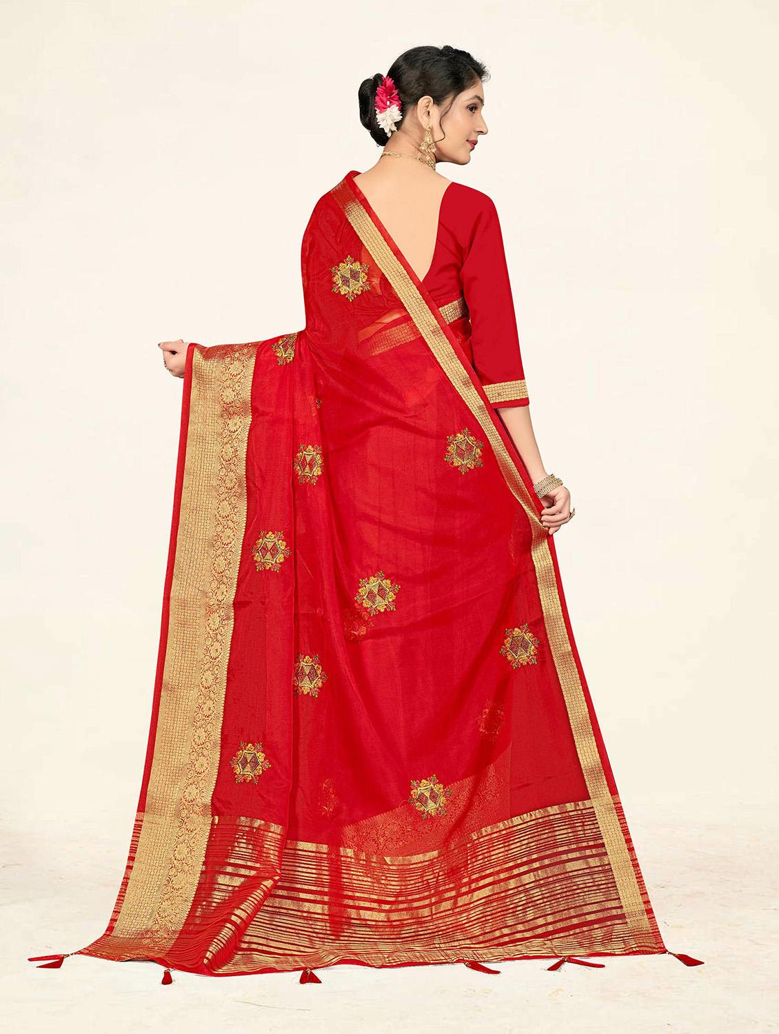 self design printed woven saree with blouse - 19304731 - Standard Image - 3