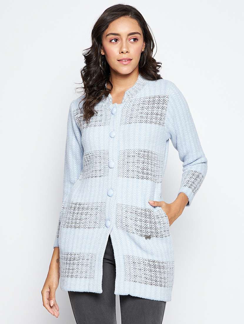 striped wool blend cardigan