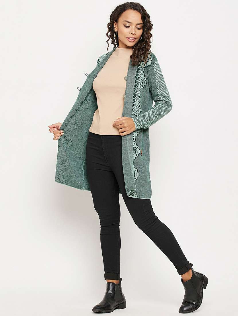 self design wool blend cardigan - 19304783 -  Standard Image - 3