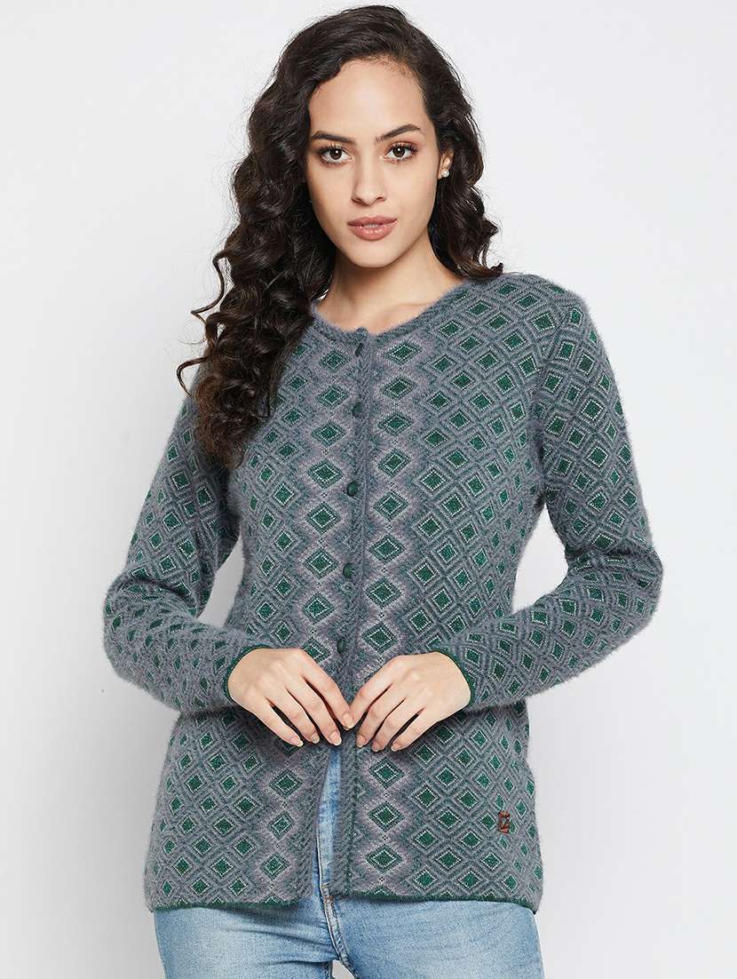 self design wool blend cardigan
