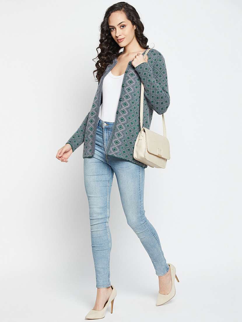 self design wool blend cardigan - 19304796 -  Standard Image - 3