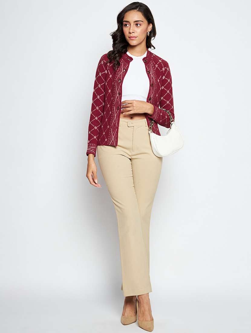 self design wool blend cardigan - 19304801 - Standard Image - 3