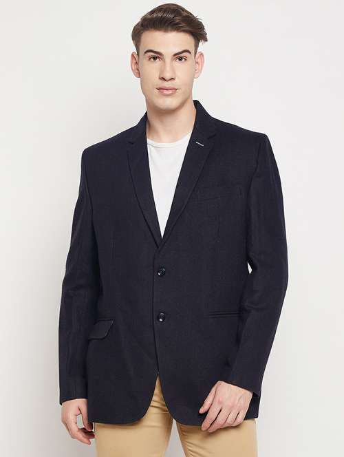 navy blue solid casual blazer - 19304876 -  Standard Image - 0