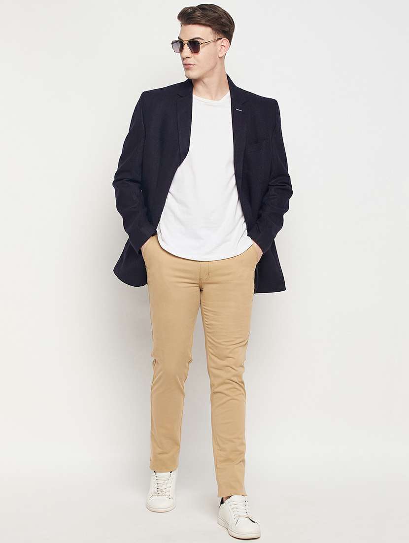 navy blue solid casual blazer - 19304876 -  Standard Image - 3