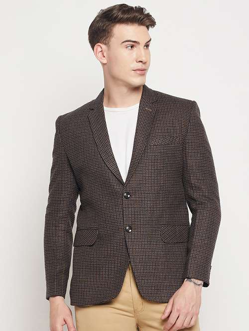 brown self designed casual blazer - 19304881 -  Standard Image - 0
