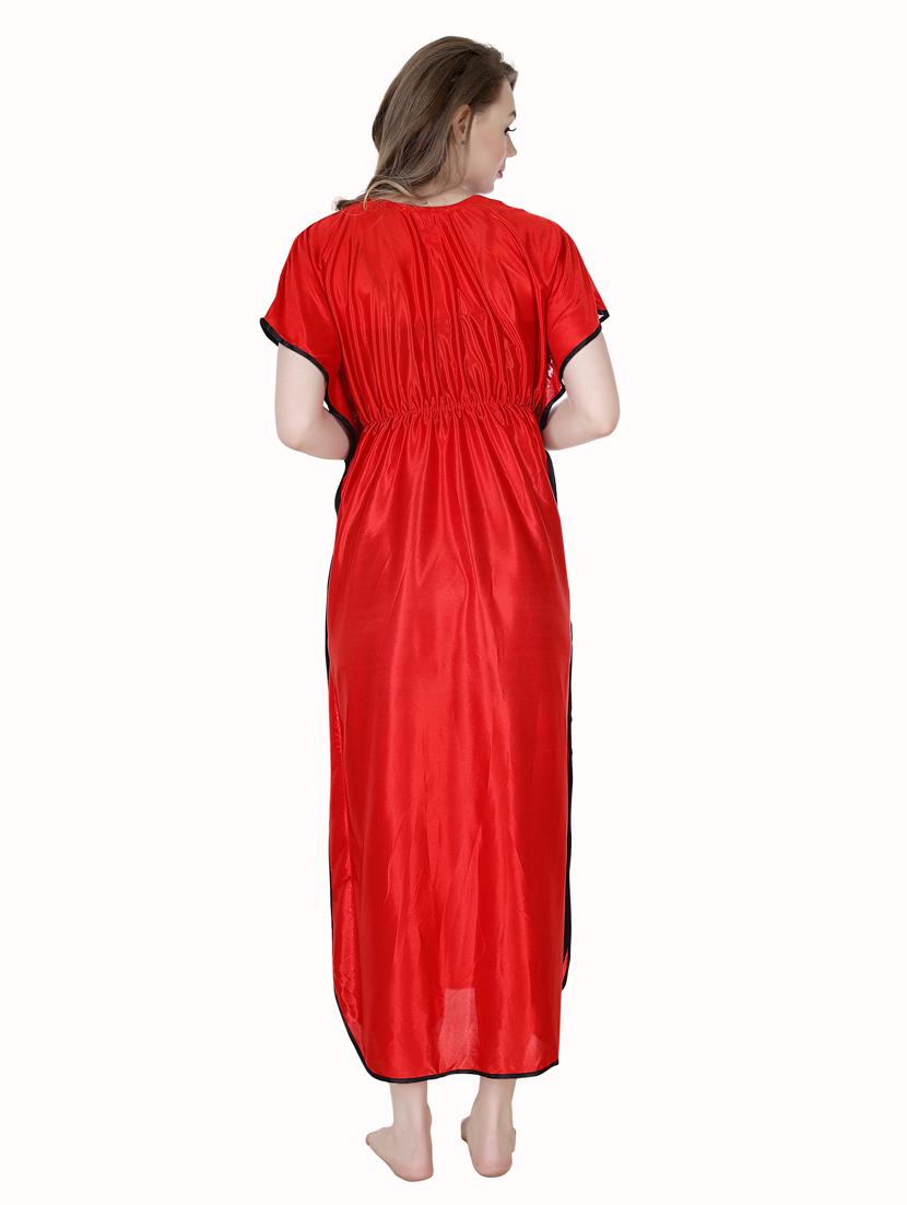 red solid satin nighty - 19313228 - Standard Image - 3