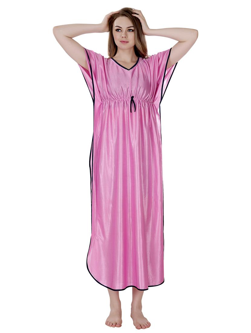 pink solid satin nighty - 19313233 - Zoom Image - 0