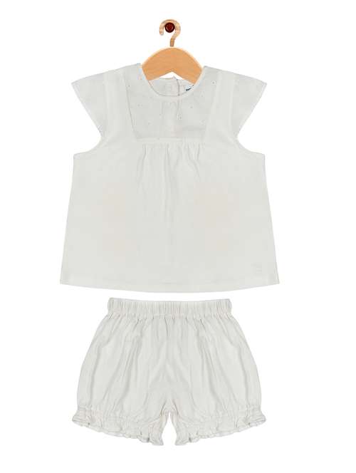 girls white solid shorts set  - 19313263 -  Standard Image - 0