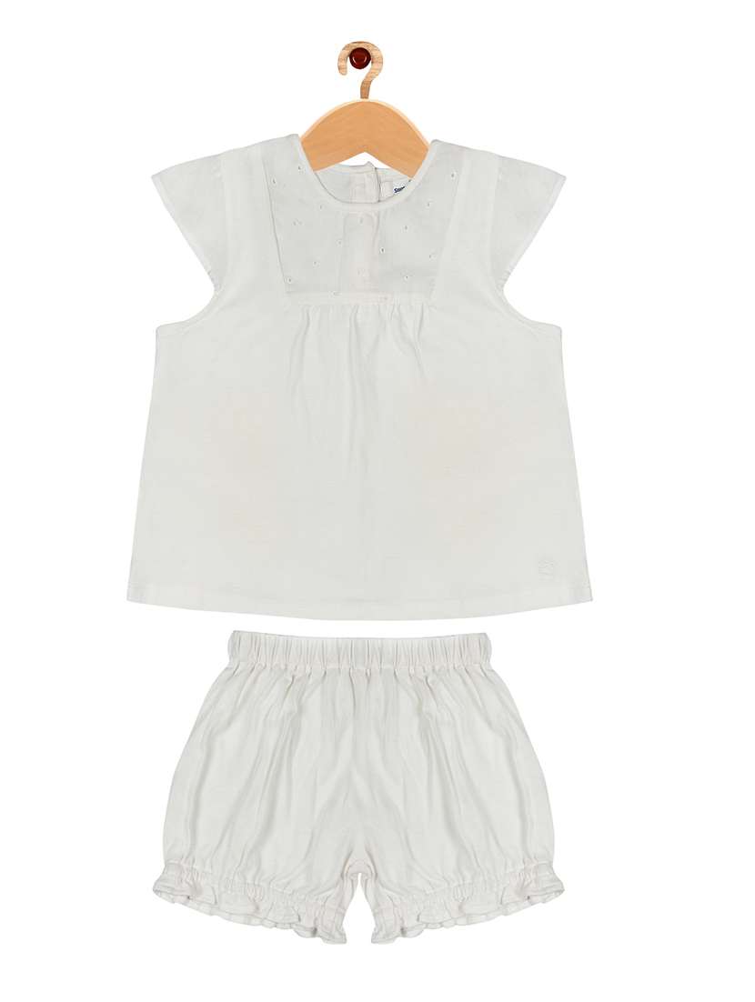 girls white solid shorts set  - 19313263 -  Zoom Image - 0