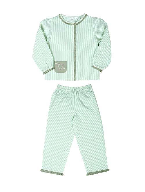 boys green striped pyjama set  - 19313268 -  Standard Image - 0