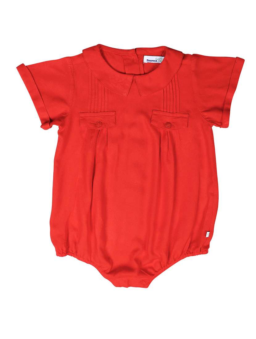 boys red solid rompers