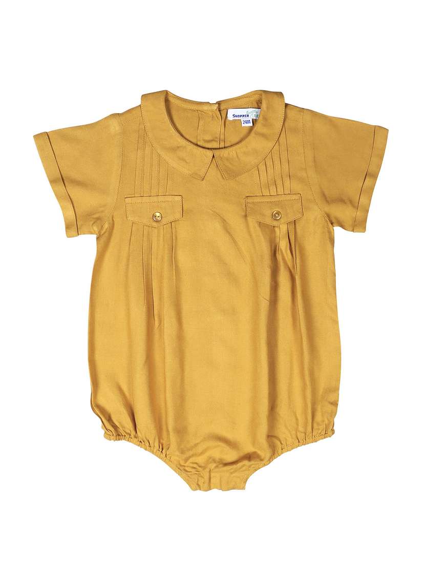 boys yellow solid rompers 