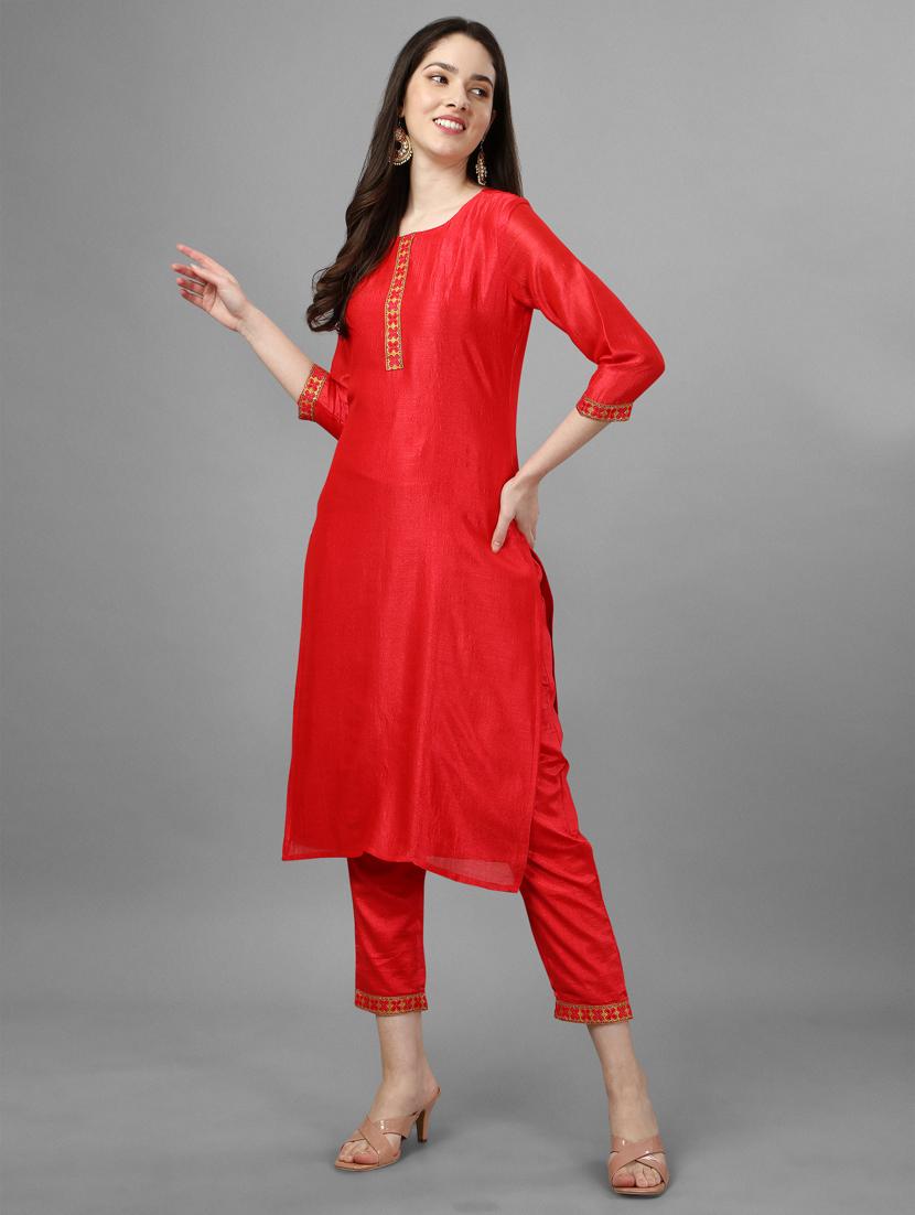 orange silk kurta pant set - 19313574 - Zoom Image - 0