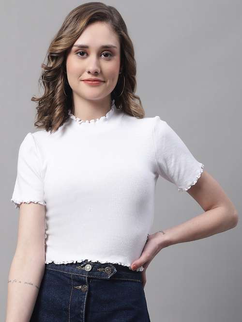 women's crop mock neck top - 19313763 - Standard Image - 0