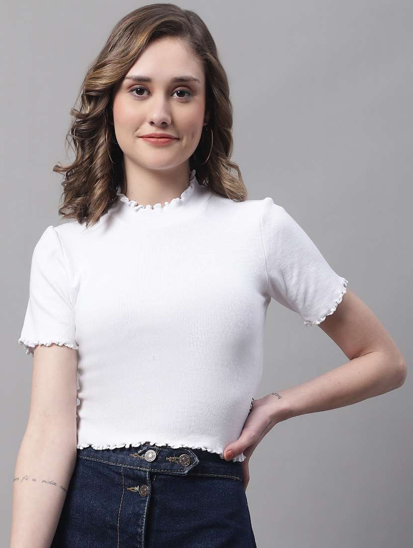 women's crop mock neck top