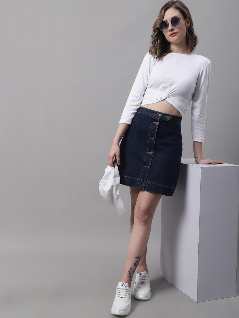 women's crop round neck top - 19313783 - Standard Image - 3
