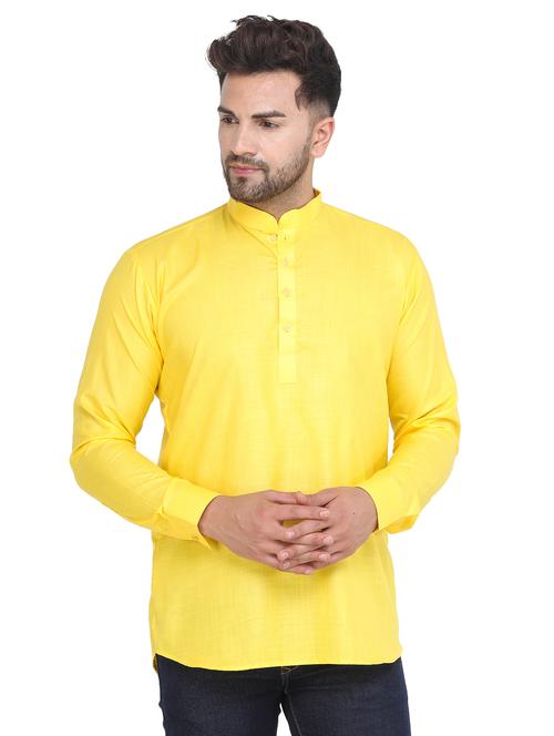 mandarin neck solid short kurta - 19313831 - Standard Image - 0