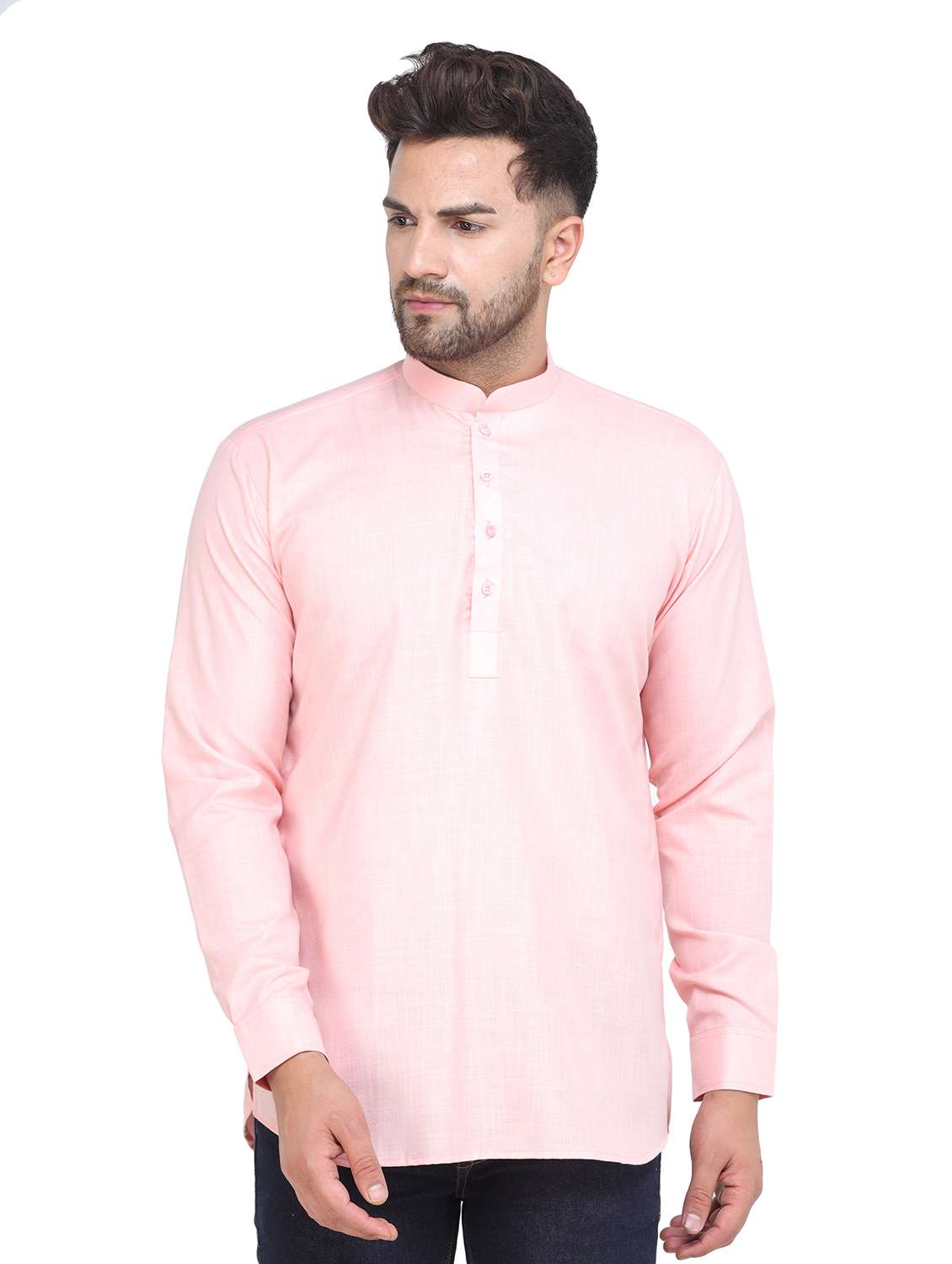 mandarin neck solid short kurta