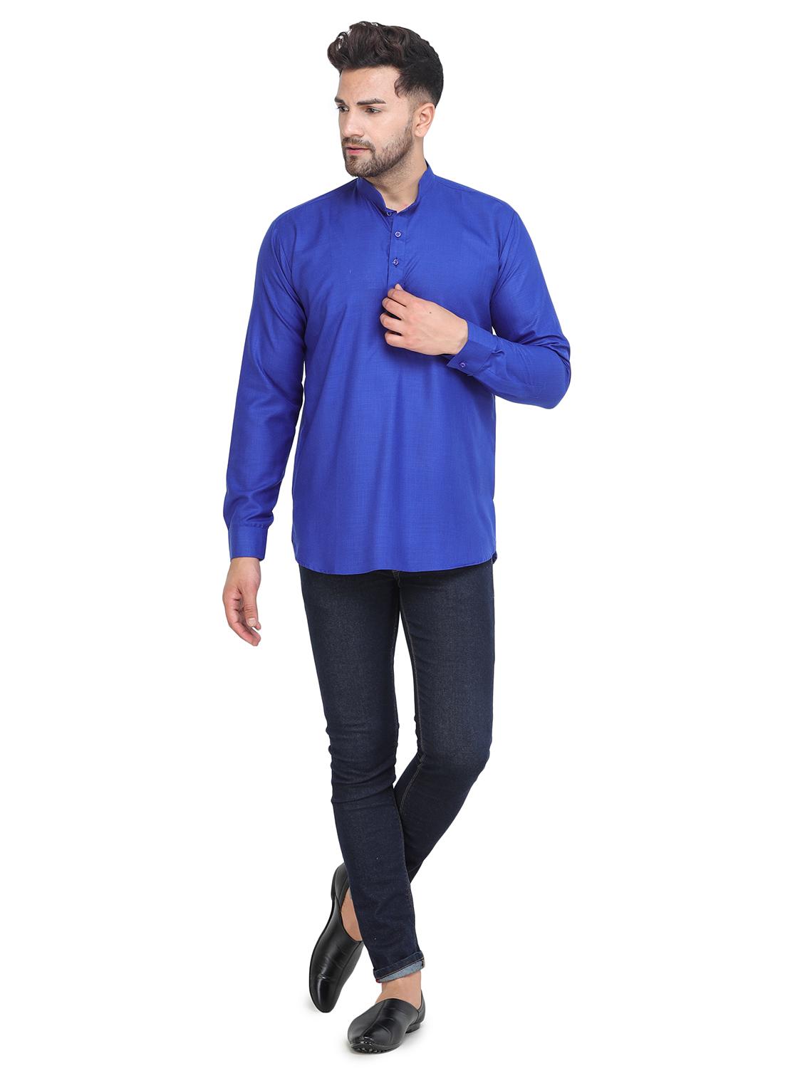 mandarin neck solid short kurta - 19313833 - Standard Image - 3
