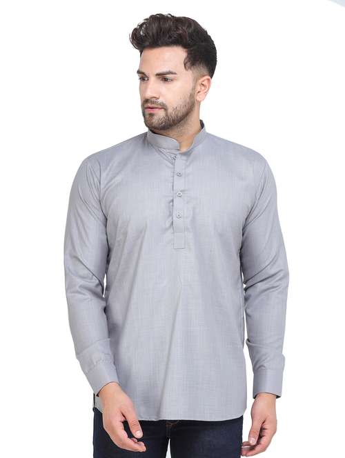 mandarin neck solid short kurta - 19313834 -  Standard Image - 0