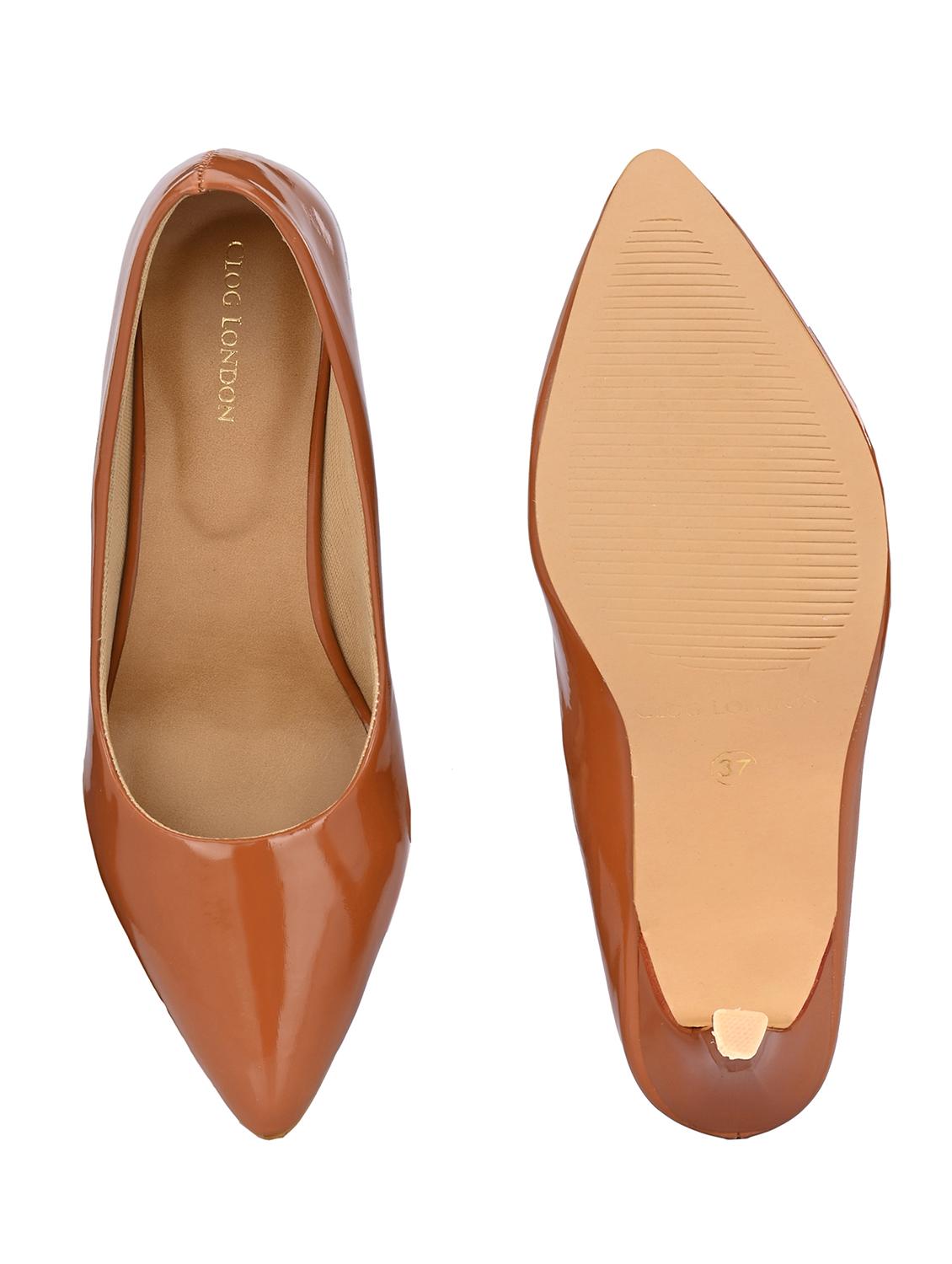 tan synthetic slip on pumps - 19313849 - Standard Image - 3