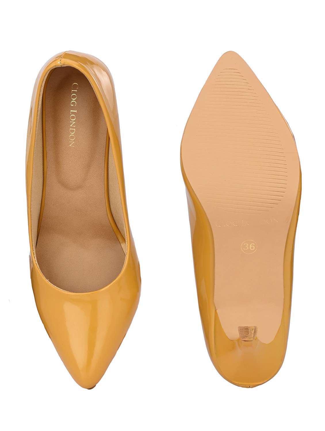 yellow synthetic slip on pumps - 19313851 -  Standard Image - 3