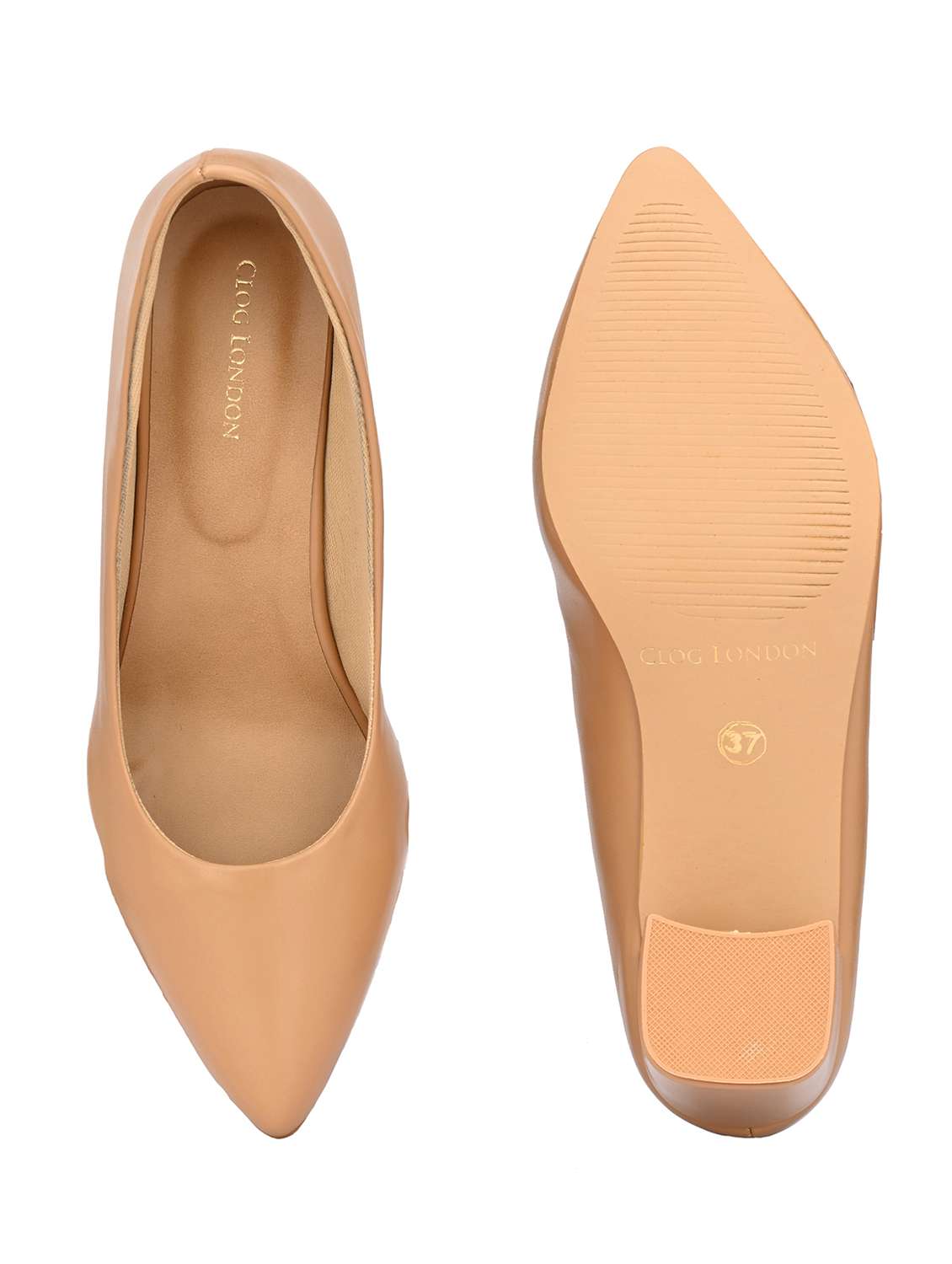 beige synthetic slip on pumps - 19313853 -  Standard Image - 3