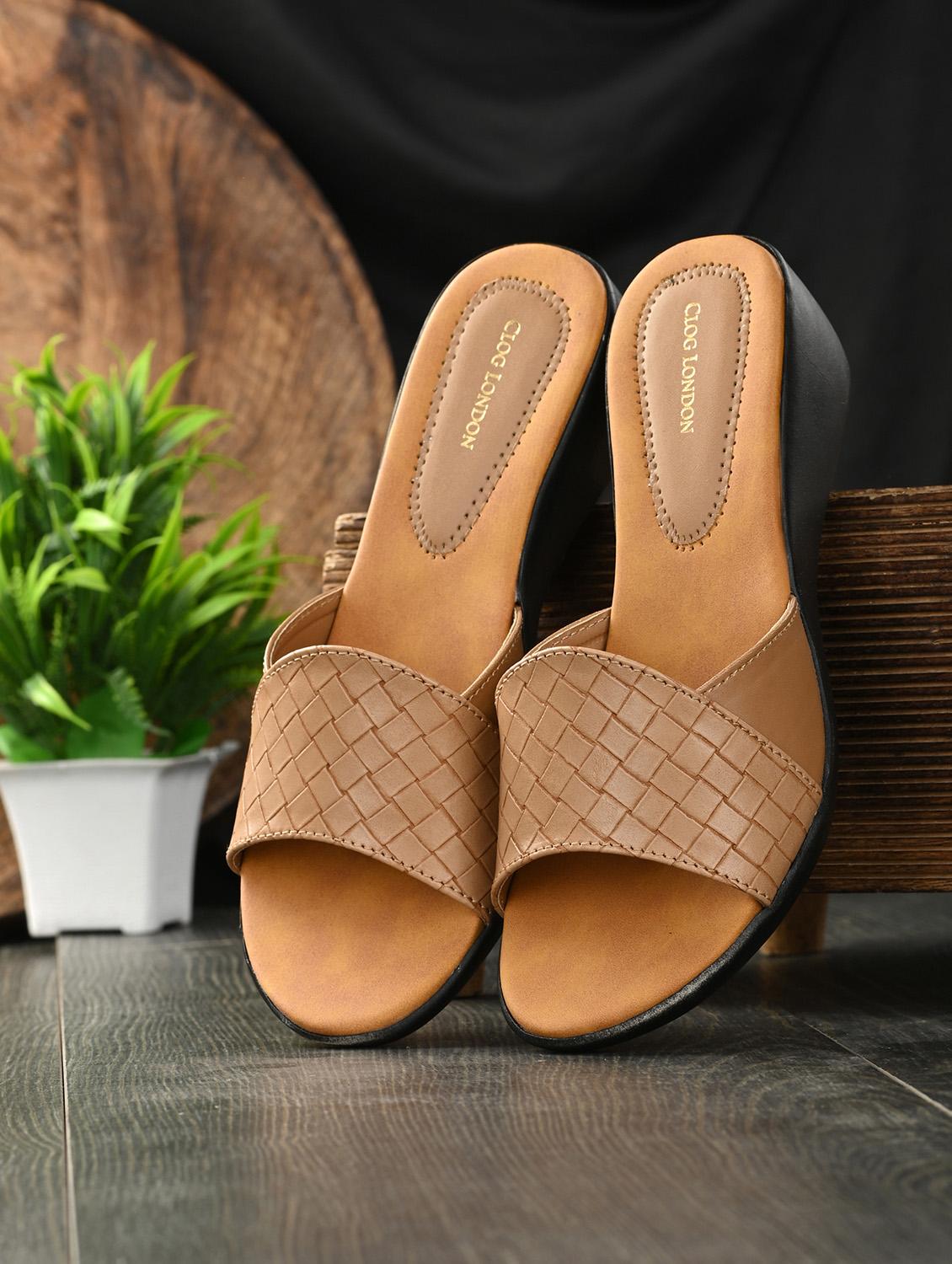 tan synthetic slip on sandals - 19313858 -  Zoom Image - 0