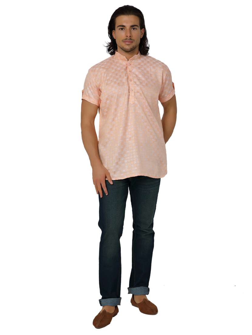 mandarin neck solid short kurta - 19313891 -  Standard Image - 3