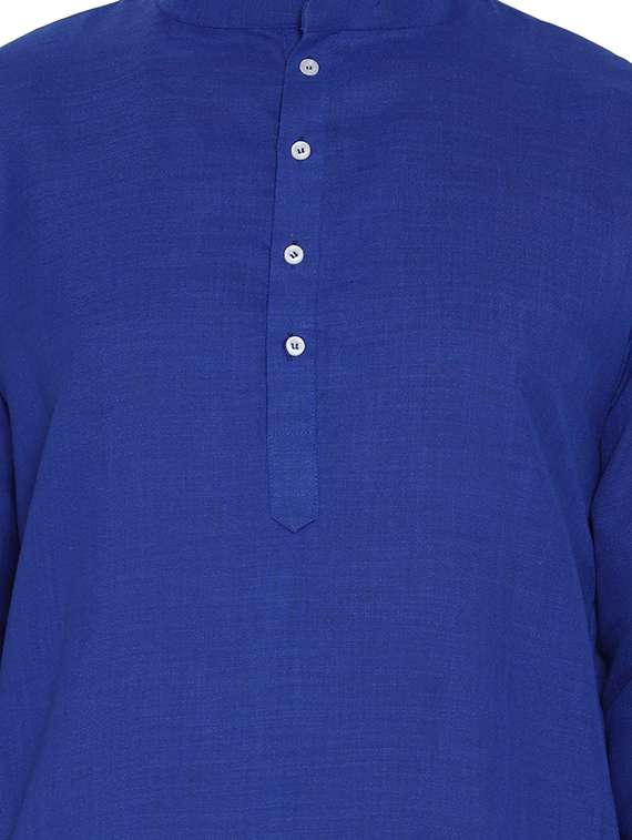 blue solid long kurta pyjama ethnic wear set - 19313966 -  Standard Image - 3