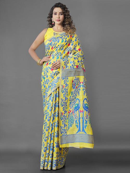 women's self design yellow colored saree - 19323497 - Standard Image - 0